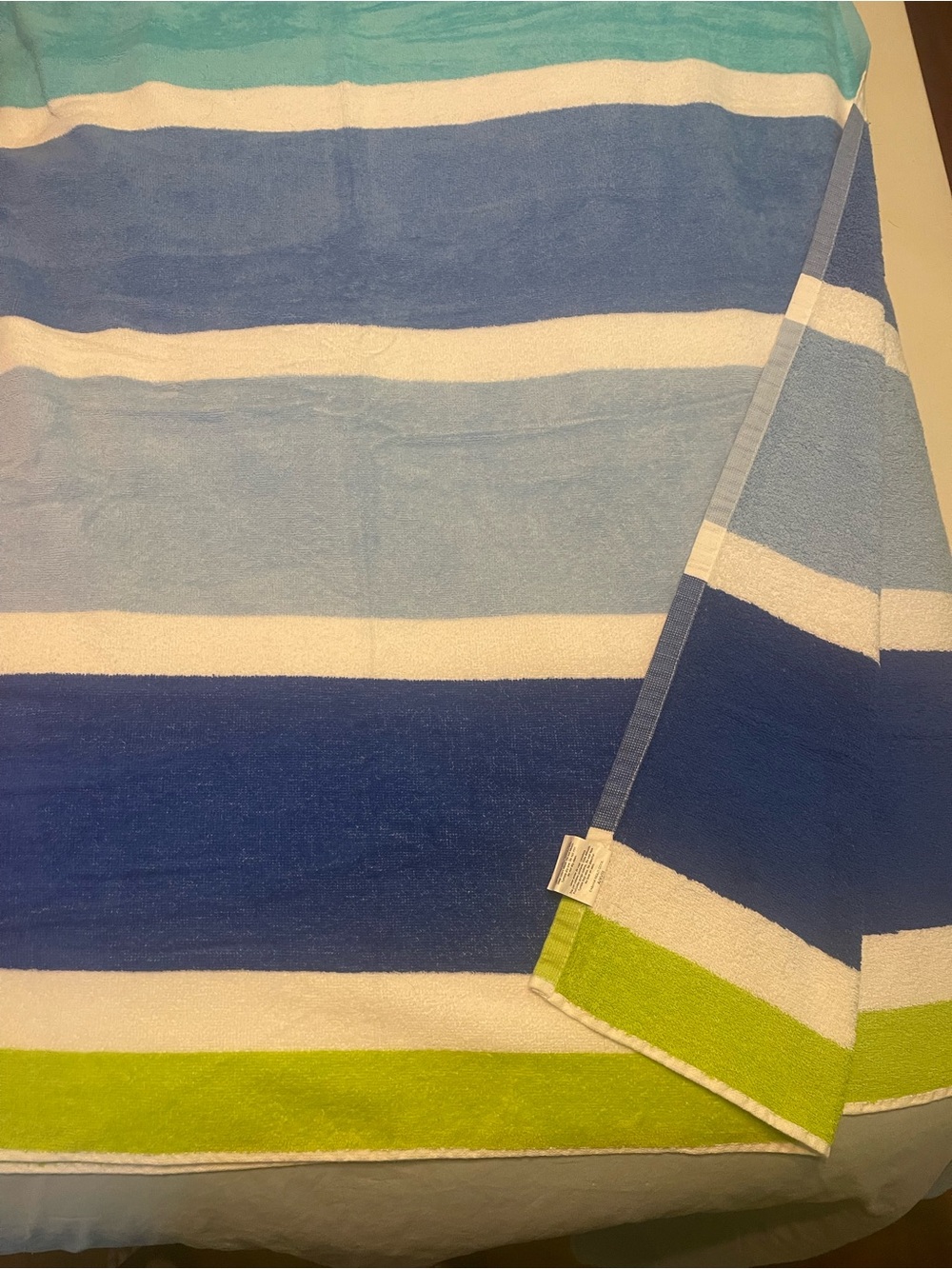 Oversized Mainstays Striped Beach Towel in Blue, White, Green